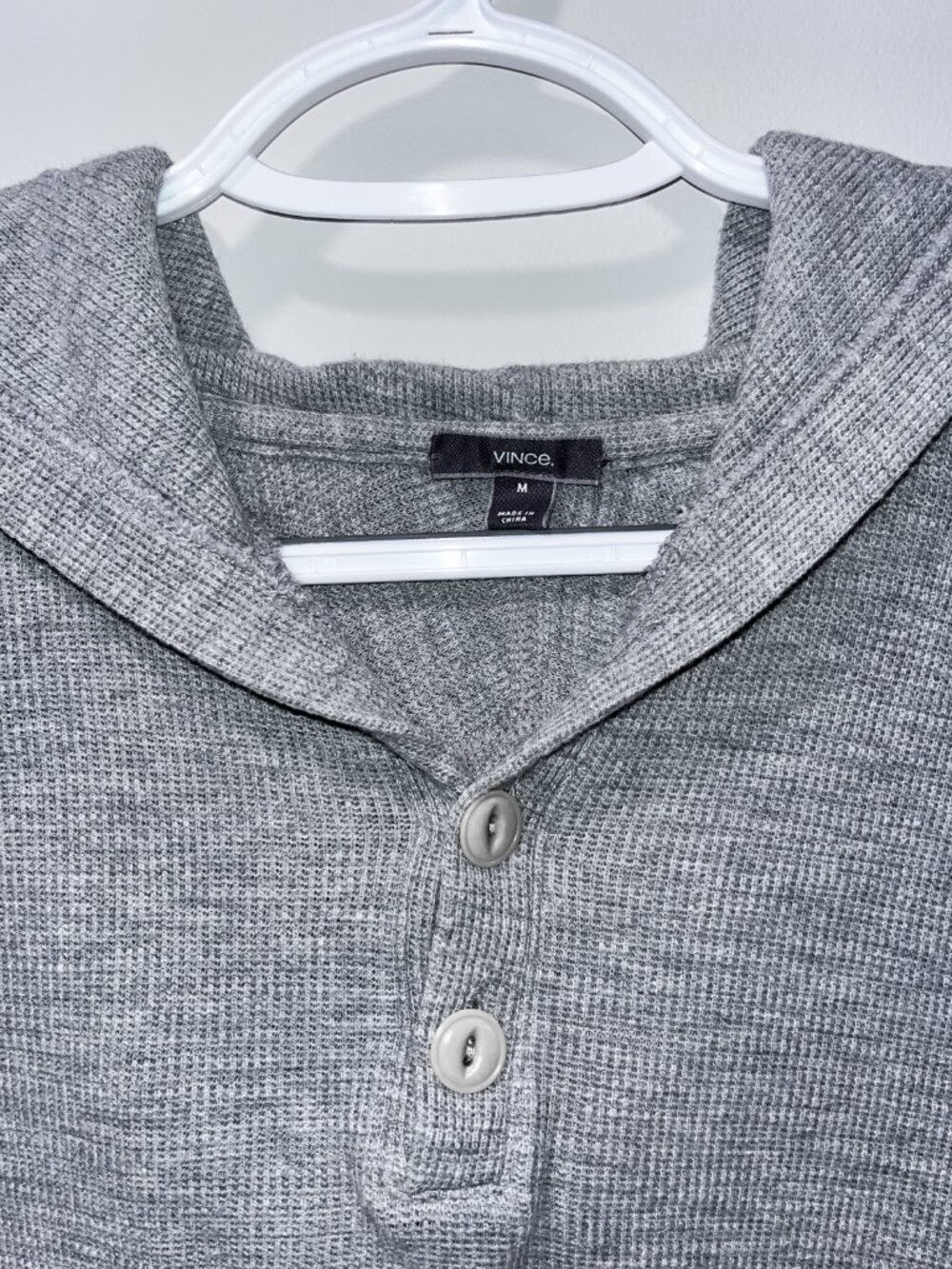 Vince Heather Gray Cotton Knit Hoodie Size M - Picture 3 of 4